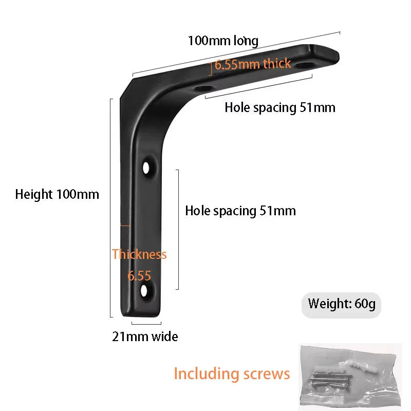 Shelf brackets L-shaped floating wall shelves black and white stainless steel bore stand bracket support hardware home