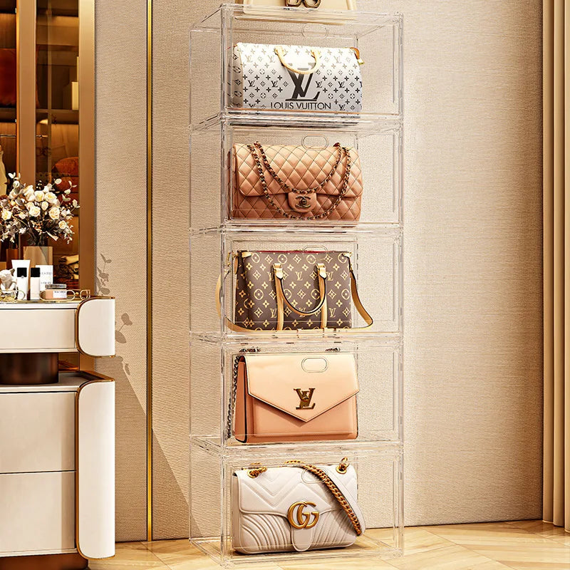 קופסת נעליים שקופה לעיצוב הסטייל שלנו ניתן לערום אחד על גבי השני