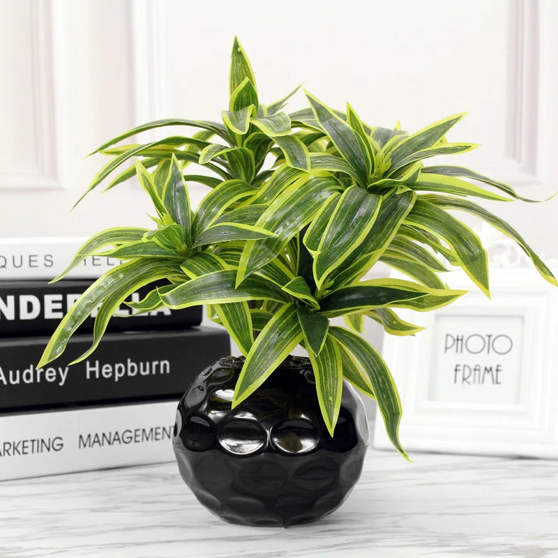 שלושים וששה ס"מ עציץ מלאכותי 3 ראשי דקל בעל דשא מלאכותי לקישוט הבית הגינה והמשרד